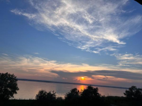 Sunset lake view by the sea